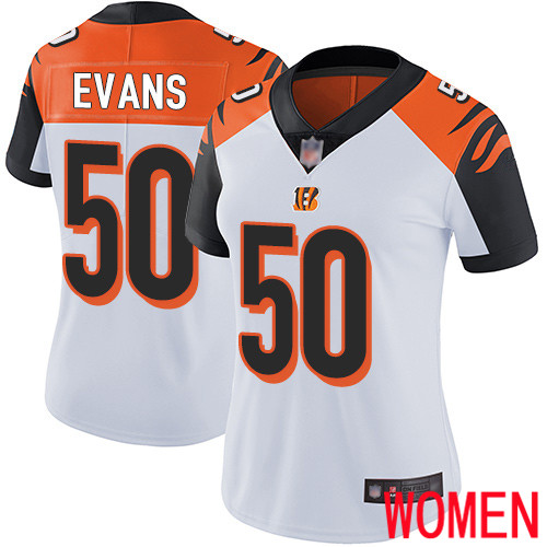 Cincinnati Bengals Limited White Women Jordan Evans Road Jersey NFL Footballl 50 Vapor Untouchable